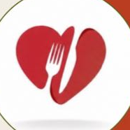 Símbolo Food Fit: coração com garfo e faca